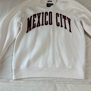 Hollister White Crewneck Sweater with Mexico City Print